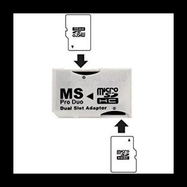 Dual Slot MicroSD to MS PRO DUO Adapter, Black MicroSD or MicroSDHC Cards White, Sanoxy, Mfr#: SANOXY-MICROSD-PRODUO-W